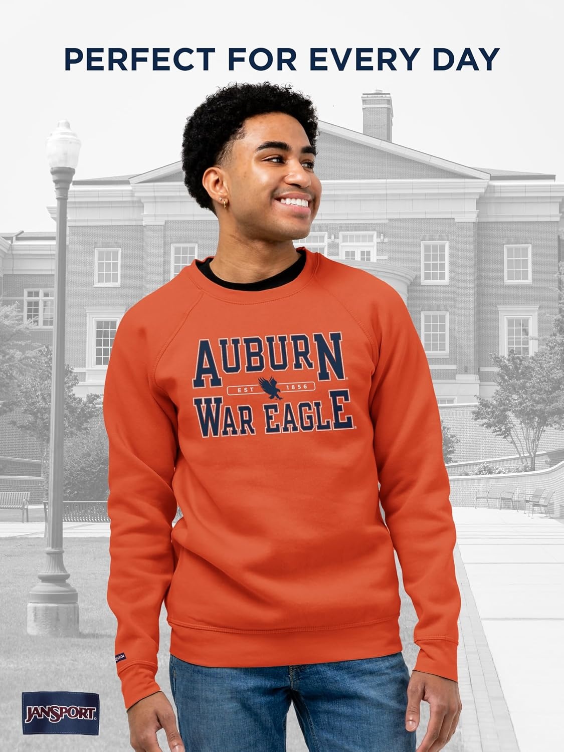 image:imageJanSport NCAA Officially Licensed Rival Crew Sweatshirt Long Sleeve Graphic Pullover for Men Women CottonPolyester BlendAuburn Tigers