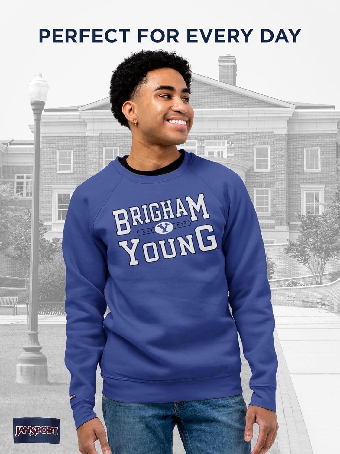 image:imageJanSport NCAA Officially Licensed Rival Crew Sweatshirt Long Sleeve Graphic Pullover for Men Women CottonPolyester BlendBYU Cougars