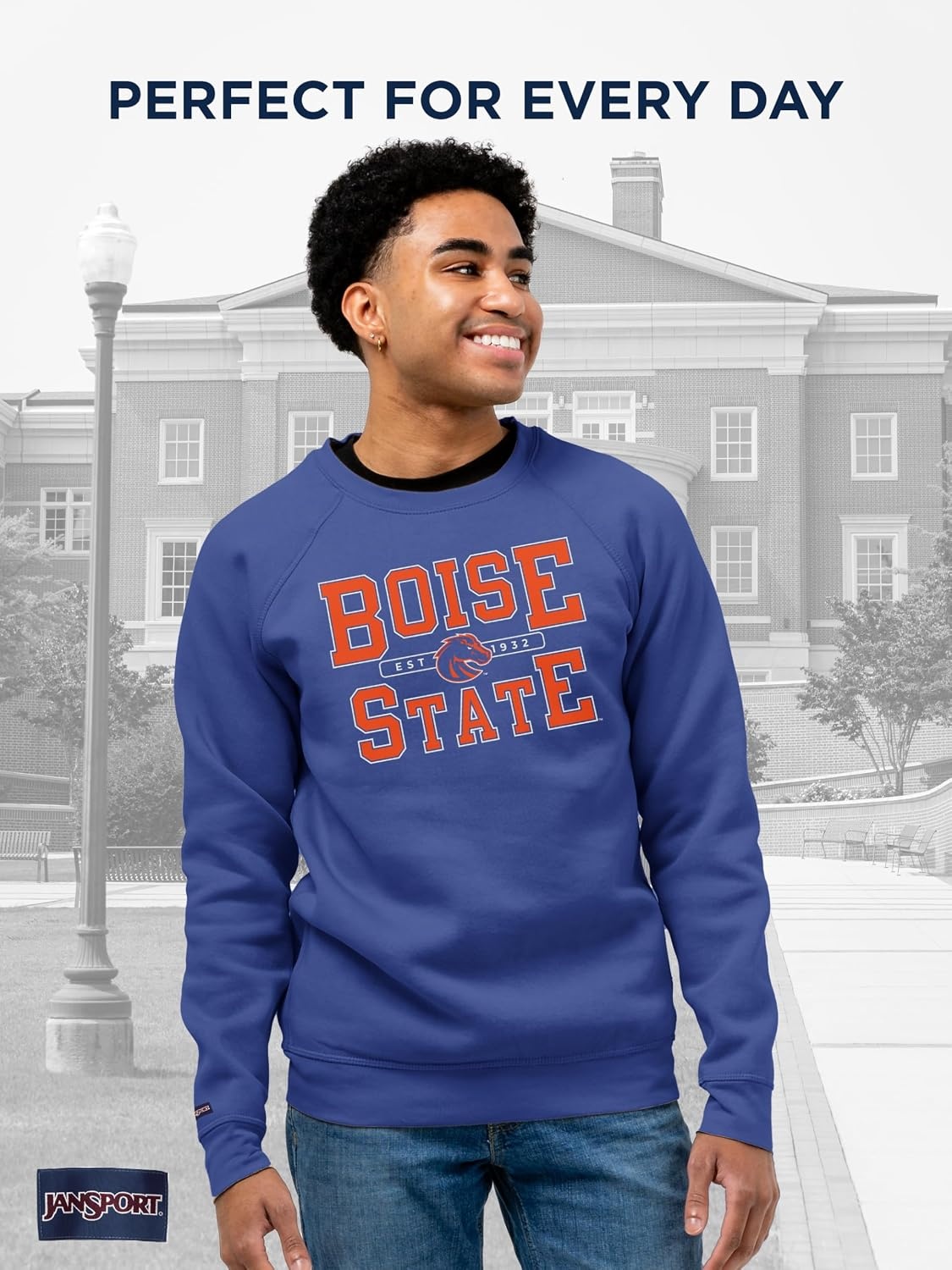 image:imageJanSport NCAA Officially Licensed Rival Crew Sweatshirt Long Sleeve Graphic Pullover for Men Women CottonPolyester BlendBoise State Broncos