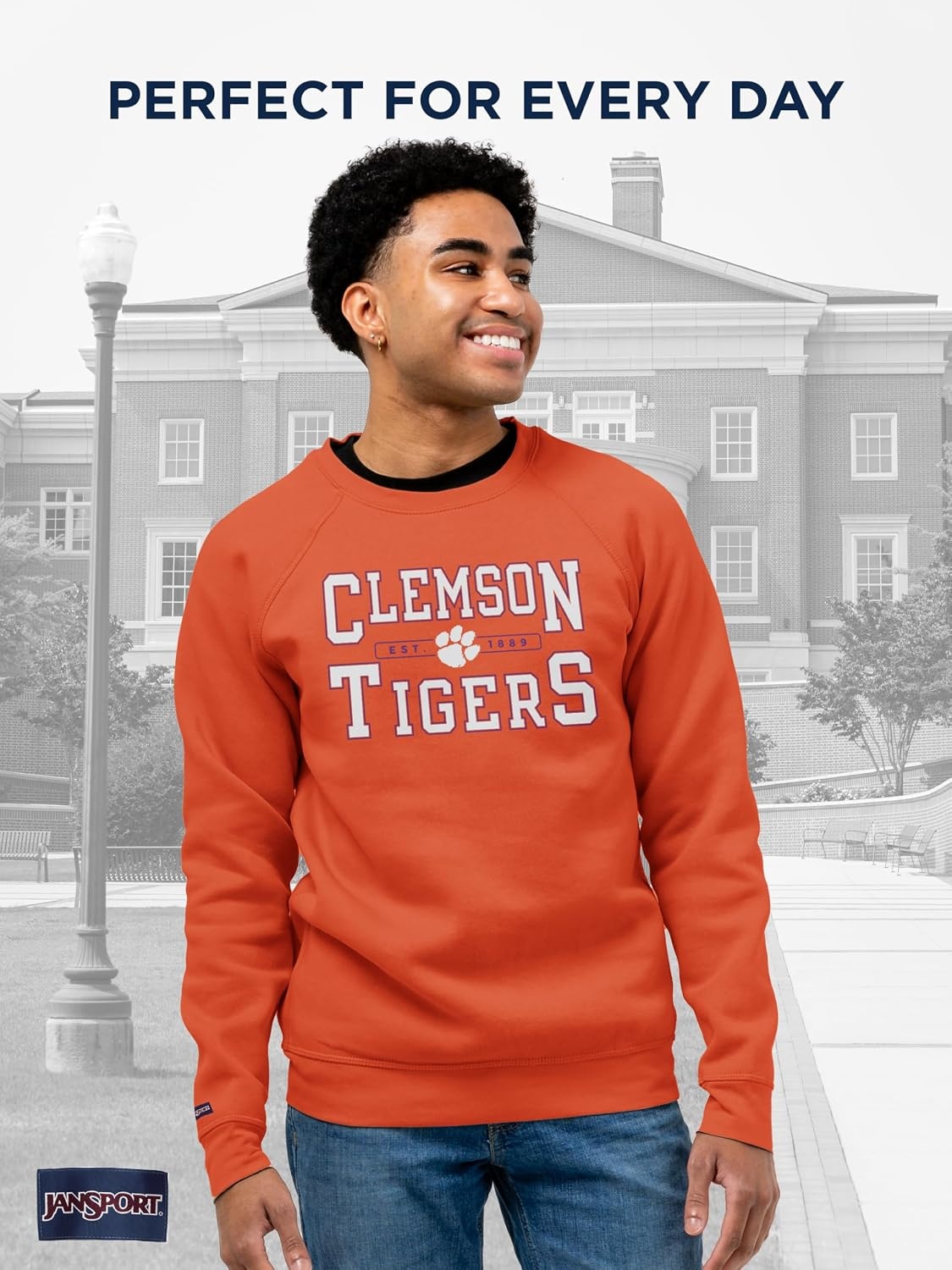 image:imageJanSport NCAA Officially Licensed Rival Crew Sweatshirt Long Sleeve Graphic Pullover for Men Women CottonPolyester BlendClemson Tigers