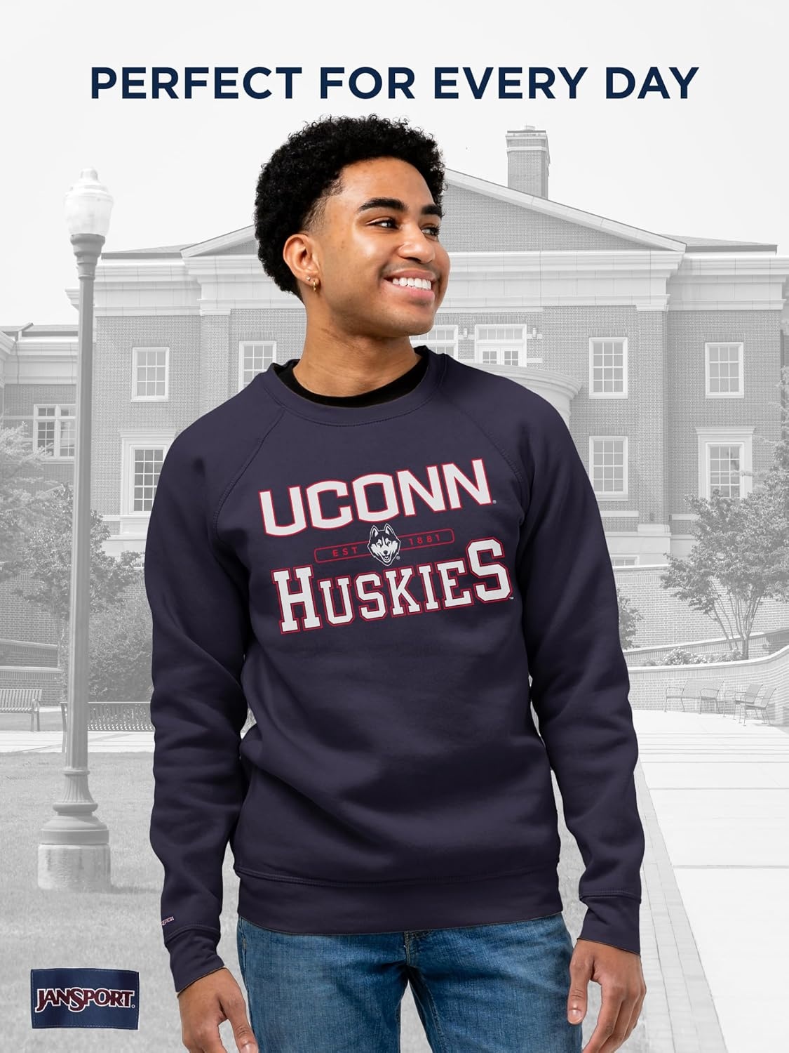 image:imageJanSport NCAA Officially Licensed Rival Crew Sweatshirt Long Sleeve Graphic Pullover for Men Women CottonPolyester BlendConnecticut Huskies