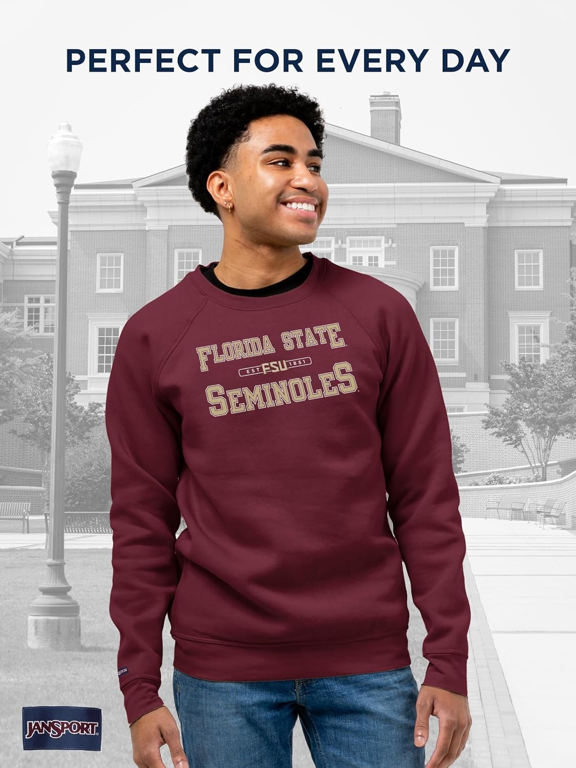 image:imageJanSport NCAA Officially Licensed Rival Crew Sweatshirt Long Sleeve Graphic Pullover for Men Women CottonPolyester BlendFlorida State Seminoles