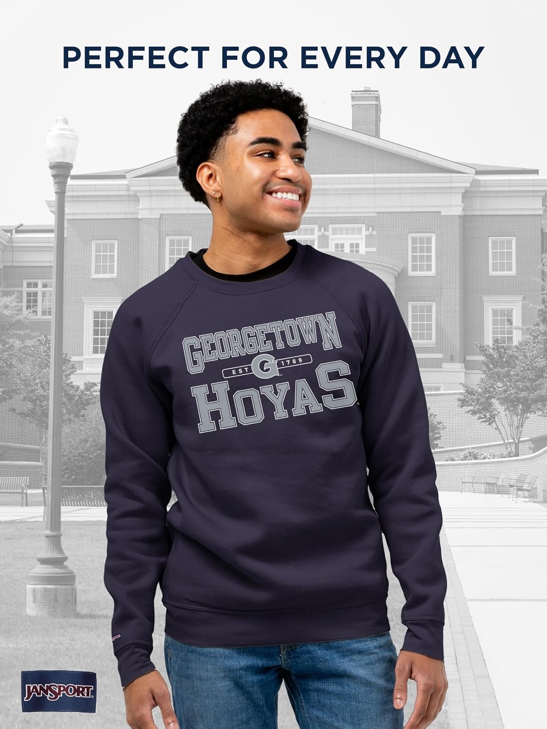 image:imageJanSport NCAA Officially Licensed Rival Crew Sweatshirt Long Sleeve Graphic Pullover for Men Women CottonPolyester BlendGeorgetown Hoyas