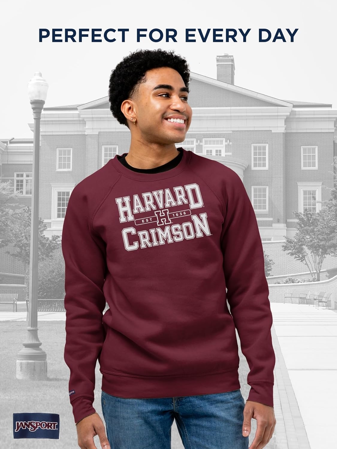 image:imageJanSport NCAA Officially Licensed Rival Crew Sweatshirt Long Sleeve Graphic Pullover for Men Women CottonPolyester BlendHarvard Crimson