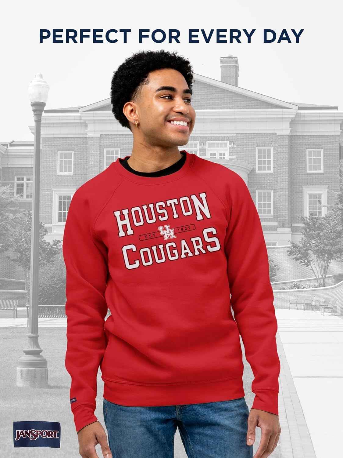 image:imageJanSport NCAA Officially Licensed Rival Crew Sweatshirt Long Sleeve Graphic Pullover for Men Women CottonPolyester BlendHouston Cougars