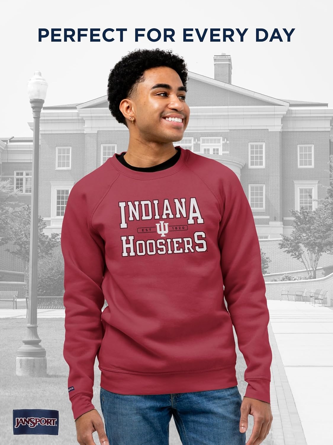 image:imageJanSport NCAA Officially Licensed Rival Crew Sweatshirt Long Sleeve Graphic Pullover for Men Women CottonPolyester BlendIndiana Hoosiers