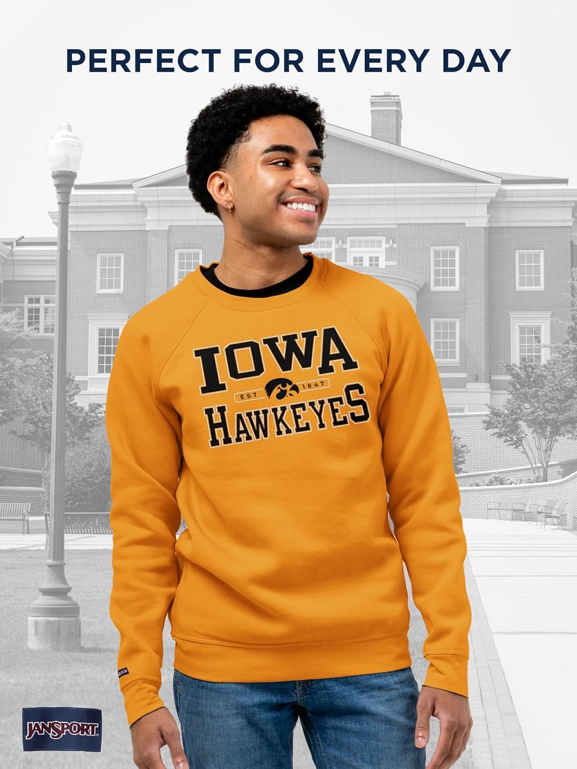 image:imageJanSport NCAA Officially Licensed Rival Crew Sweatshirt Long Sleeve Graphic Pullover for Men Women CottonPolyester BlendIowa Hawkeyes