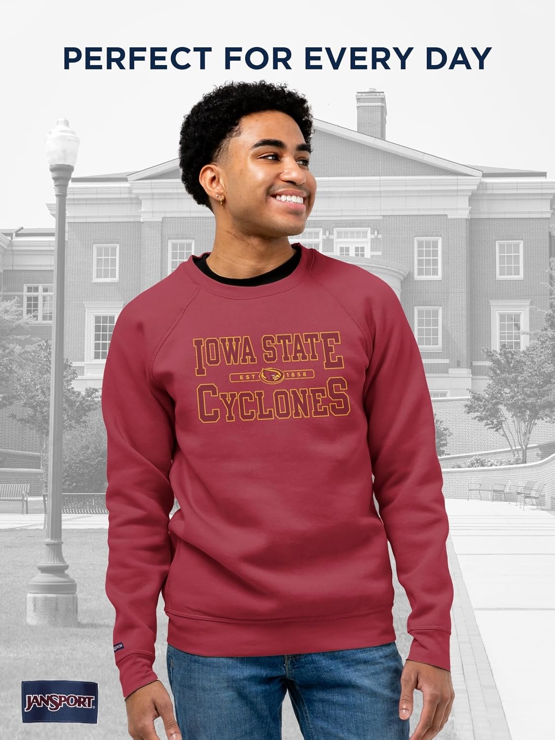 image:imageJanSport NCAA Officially Licensed Rival Crew Sweatshirt Long Sleeve Graphic Pullover for Men Women CottonPolyester BlendIowa State Cyclones