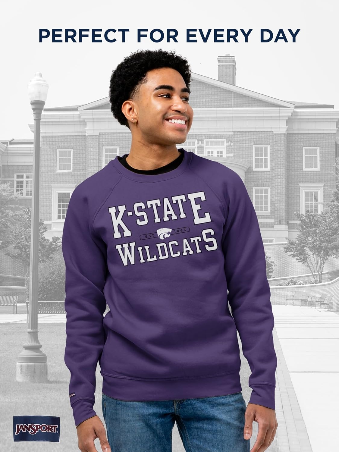 image:imageJanSport NCAA Officially Licensed Rival Crew Sweatshirt Long Sleeve Graphic Pullover for Men Women CottonPolyester BlendKansas State Wildcats