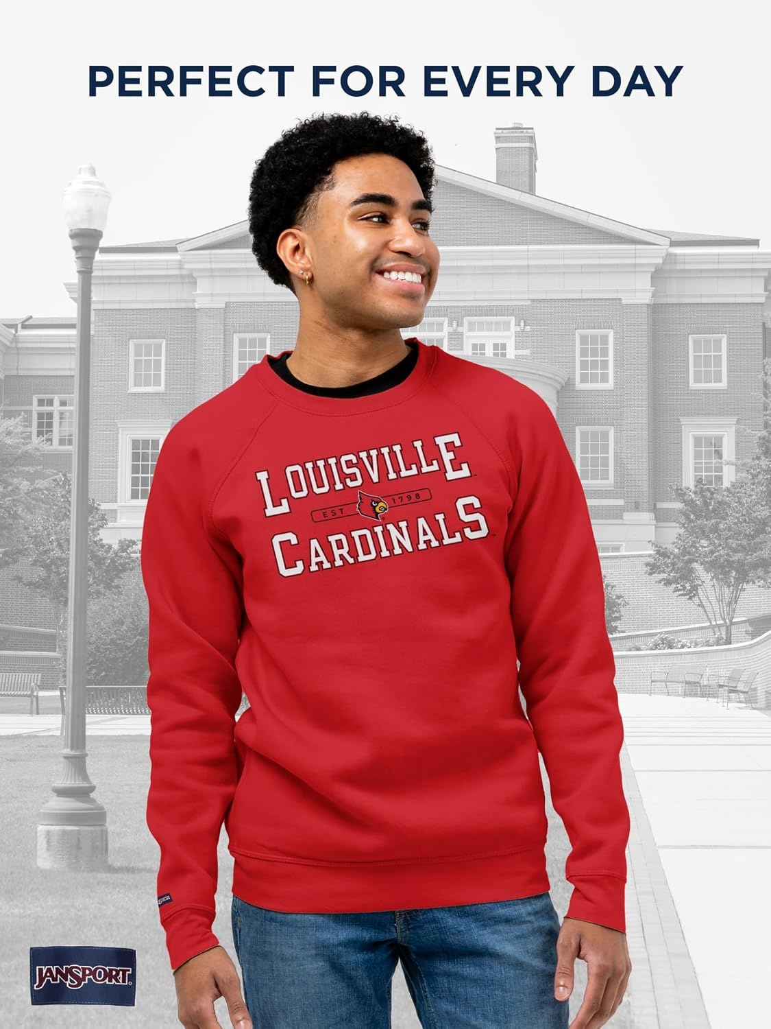 image:imageJanSport NCAA Officially Licensed Rival Crew Sweatshirt Long Sleeve Graphic Pullover for Men Women CottonPolyester BlendLouisville Cardinals