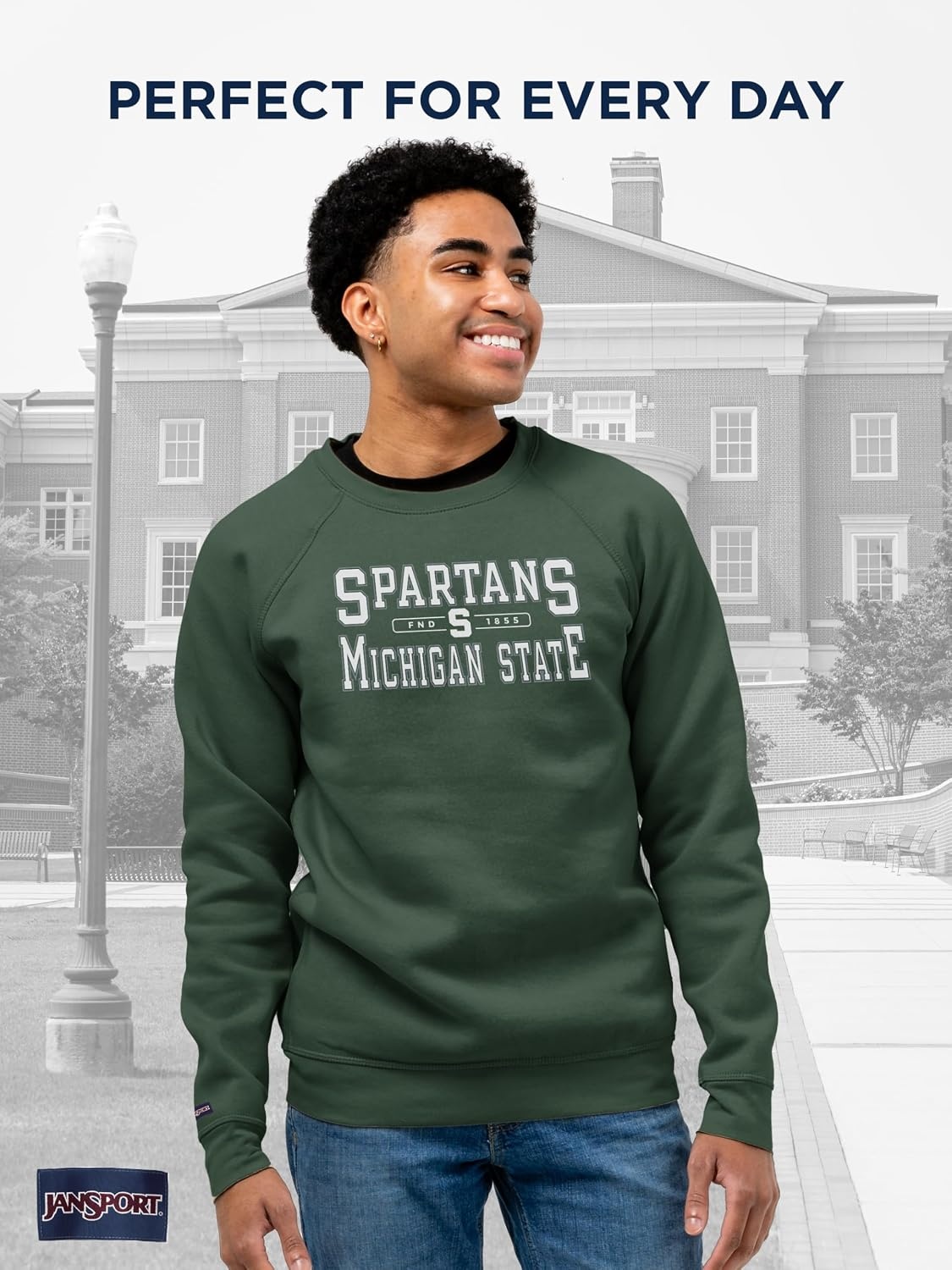 image:imageJanSport NCAA Officially Licensed Rival Crew Sweatshirt Long Sleeve Graphic Pullover for Men Women CottonPolyester BlendMichigan State Spartans