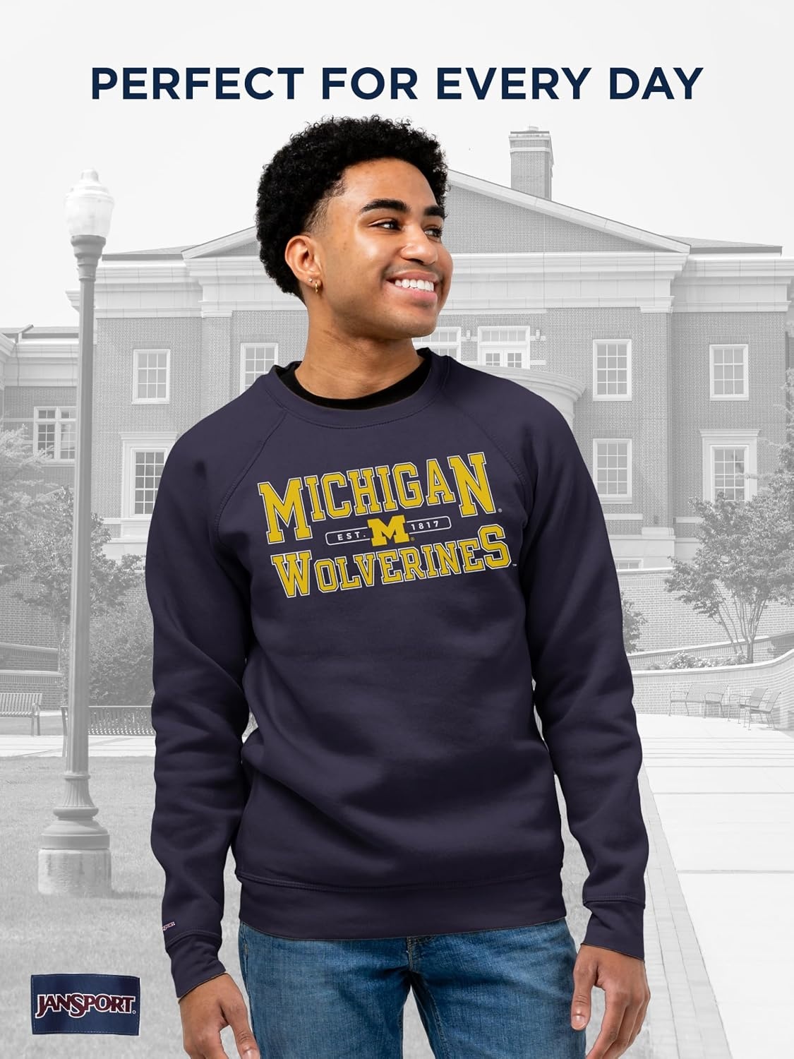 image:imageJanSport NCAA Officially Licensed Rival Crew Sweatshirt Long Sleeve Graphic Pullover for Men Women CottonPolyester BlendMichigan Wolverines