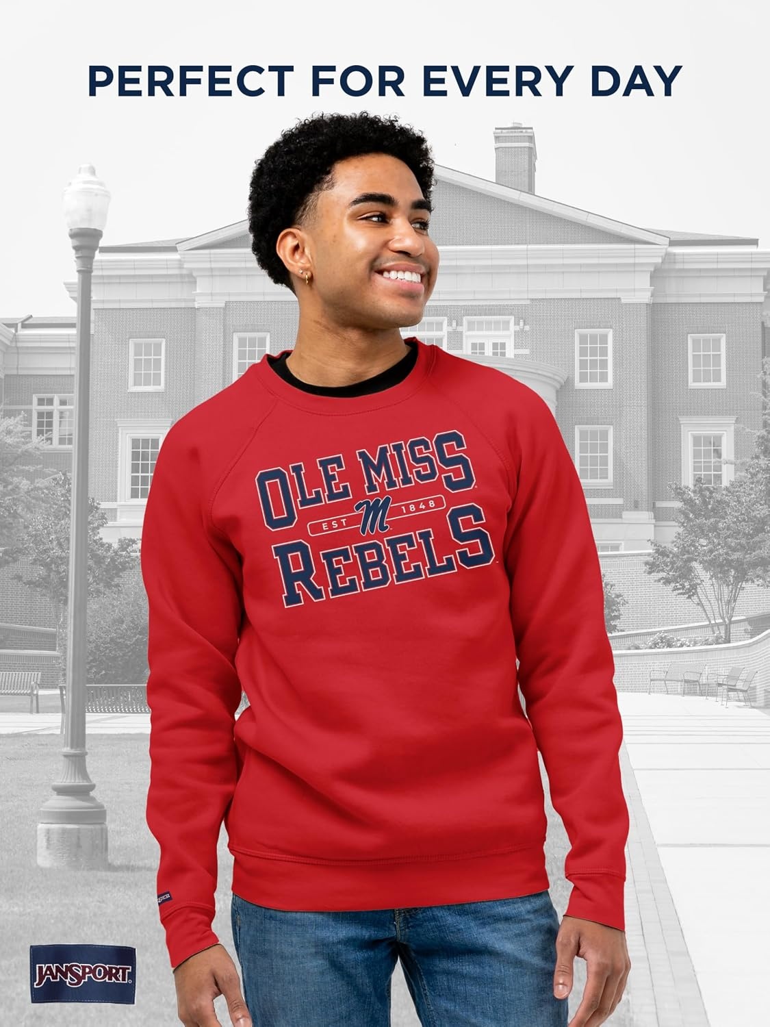 image:imageJanSport NCAA Officially Licensed Rival Crew Sweatshirt Long Sleeve Graphic Pullover for Men Women CottonPolyester BlendMississippi Old Miss Rebels