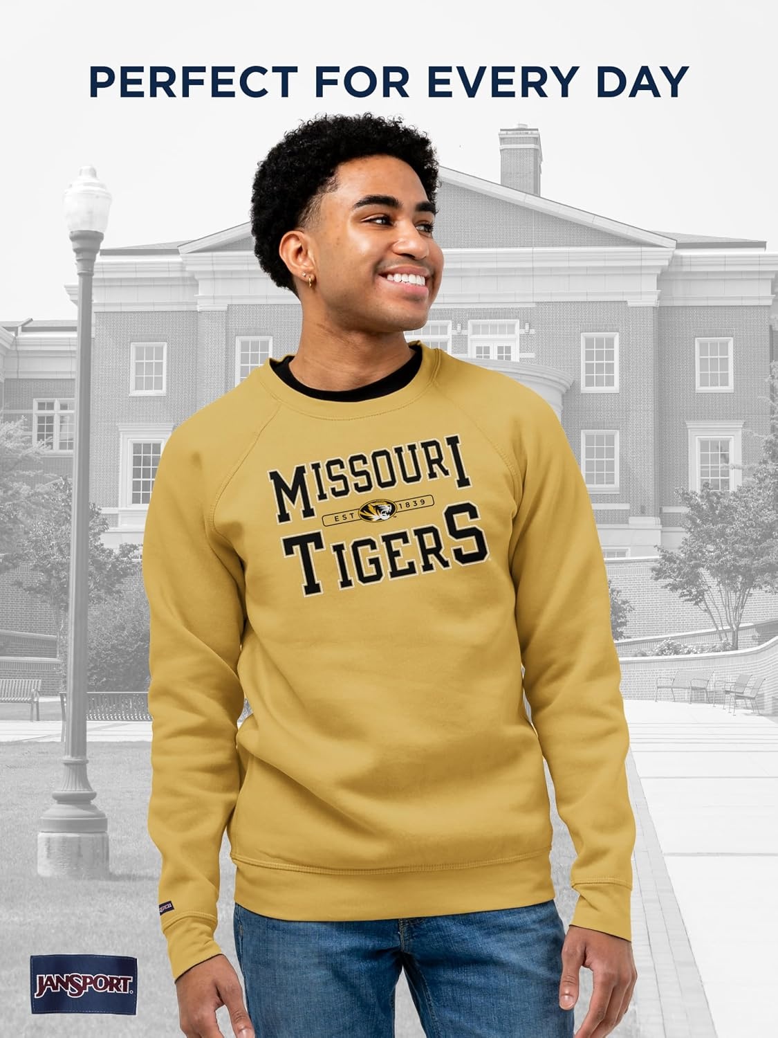 image:imageJanSport NCAA Officially Licensed Rival Crew Sweatshirt Long Sleeve Graphic Pullover for Men Women CottonPolyester BlendMissouri Tigers