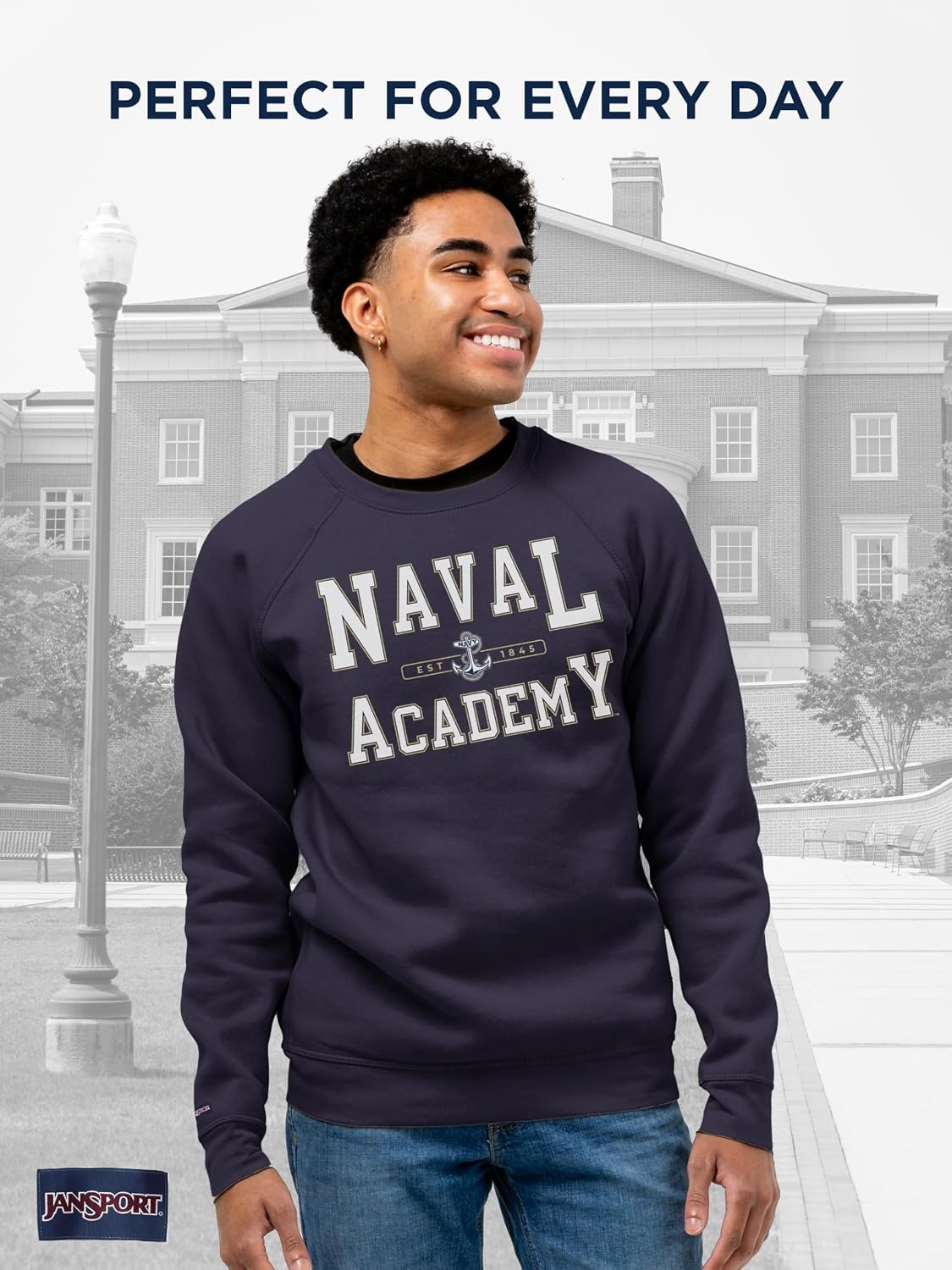 image:imageJanSport NCAA Officially Licensed Rival Crew Sweatshirt Long Sleeve Graphic Pullover for Men Women CottonPolyester BlendNavy Midshipmen