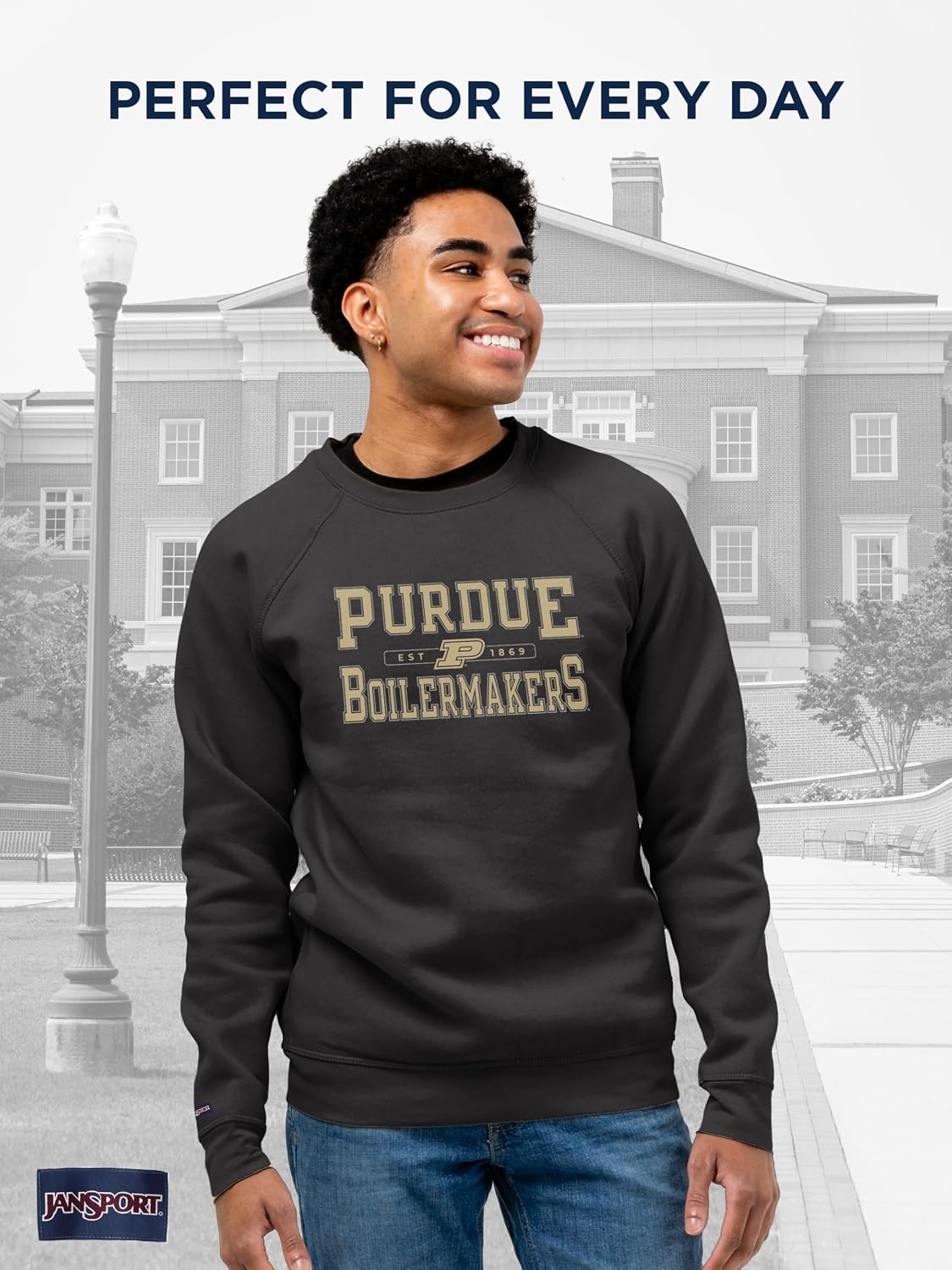 image:imageJanSport NCAA Officially Licensed Rival Crew Sweatshirt Long Sleeve Graphic Pullover for Men Women CottonPolyester BlendPurdue Boilermakers