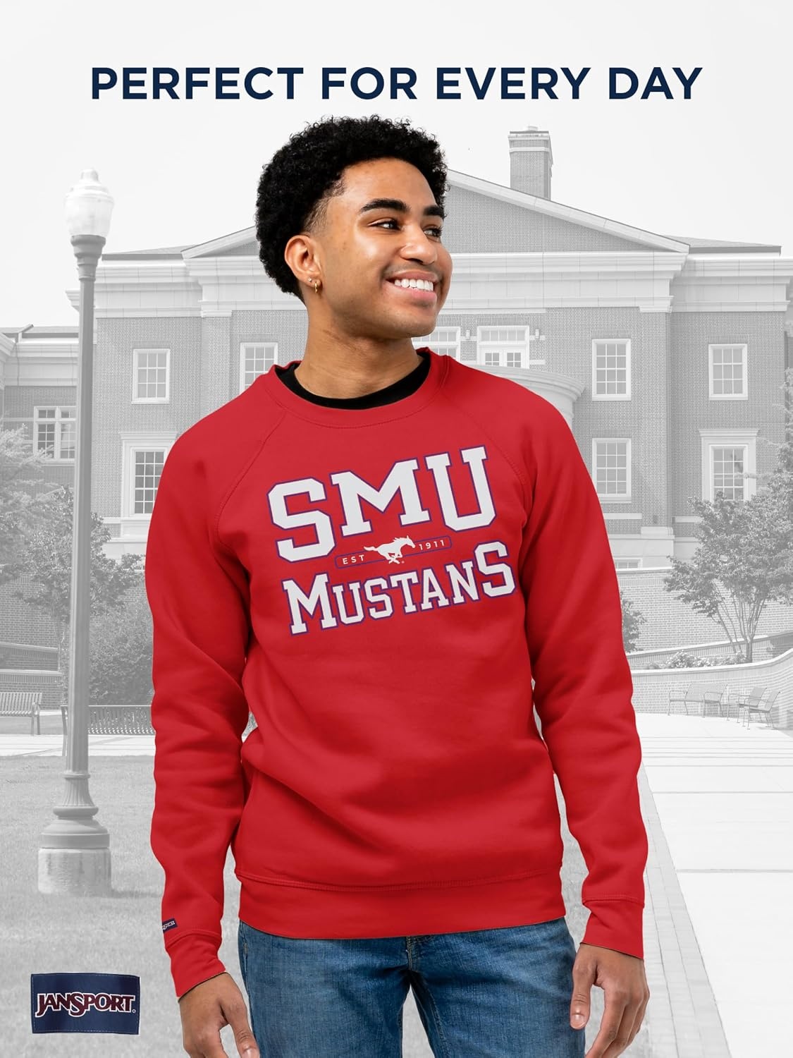 image:imageJanSport NCAA Officially Licensed Rival Crew Sweatshirt Long Sleeve Graphic Pullover for Men Women CottonPolyester BlendSMU Mustangs