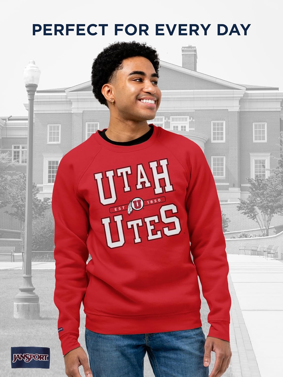image:imageJanSport NCAA Officially Licensed Rival Crew Sweatshirt Long Sleeve Graphic Pullover for Men Women CottonPolyester BlendUtah Utes