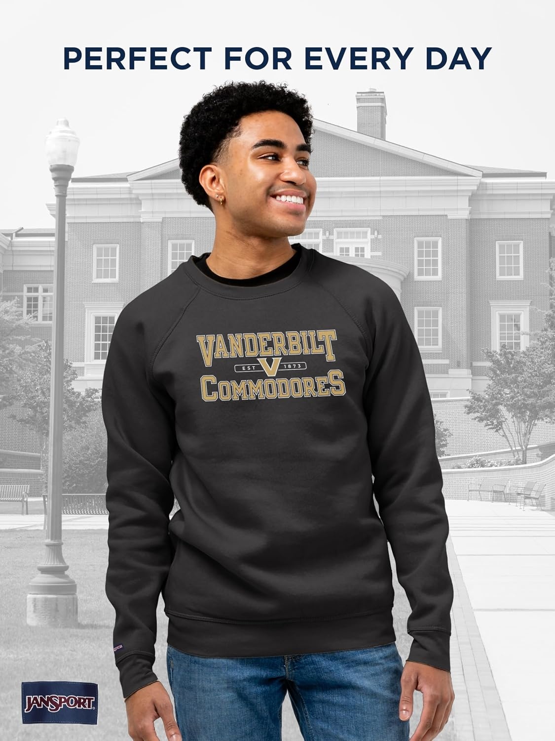 image:imageJanSport NCAA Officially Licensed Rival Crew Sweatshirt Long Sleeve Graphic Pullover for Men Women CottonPolyester BlendVanderbilt Commodores