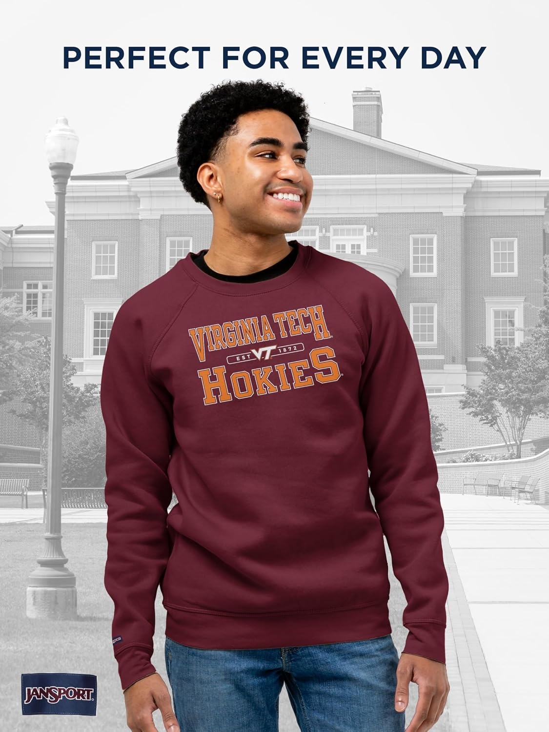 image:imageJanSport NCAA Officially Licensed Rival Crew Sweatshirt Long Sleeve Graphic Pullover for Men Women CottonPolyester BlendVirginia Tech Hokies