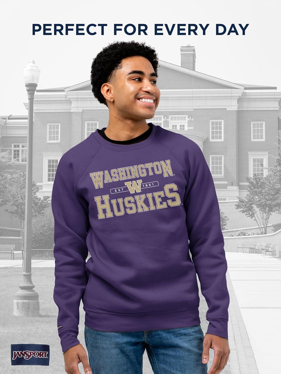 image:imageJanSport NCAA Officially Licensed Rival Crew Sweatshirt Long Sleeve Graphic Pullover for Men Women CottonPolyester BlendWashington Huskies