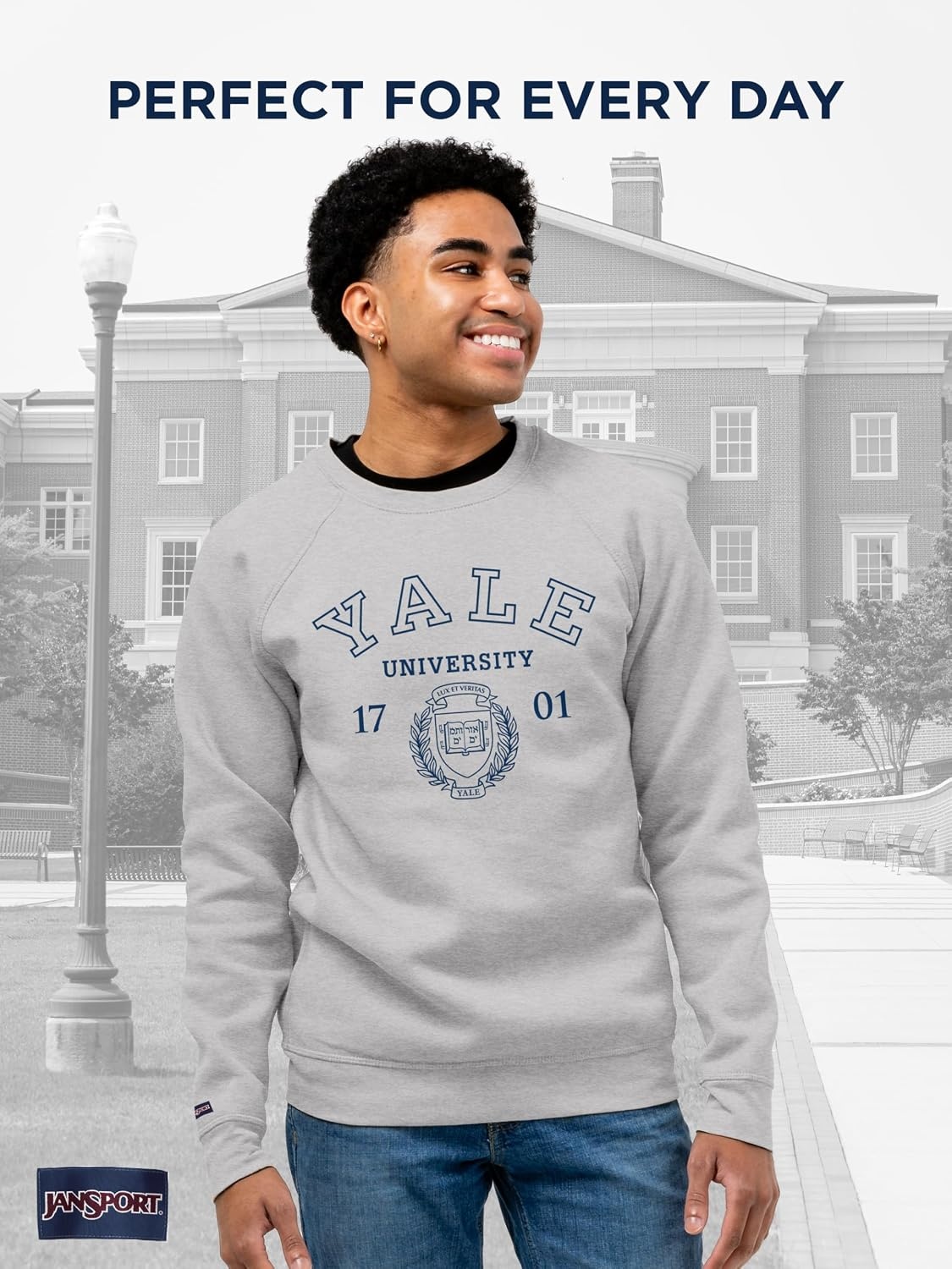 image:imageJanSport NCAA Officially Licensed Rival Crew Sweatshirt Long Sleeve Graphic Pullover for Men Women CottonPolyester BlendYale Bulldogs