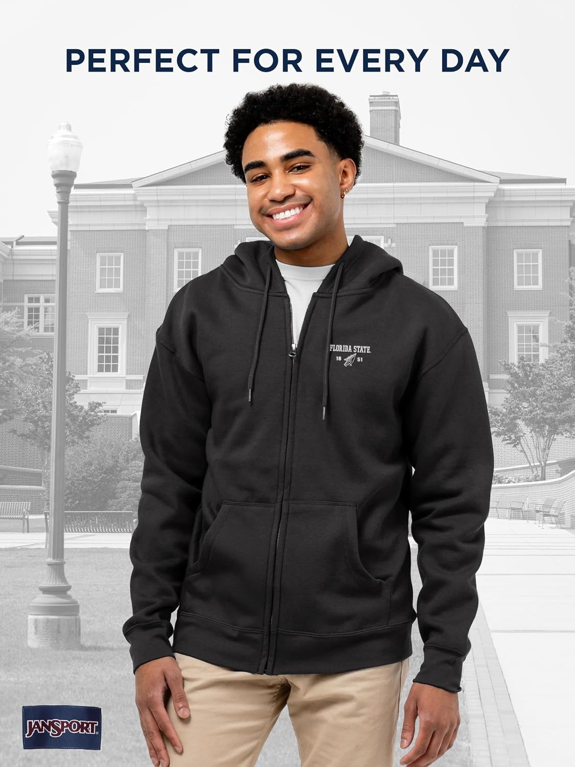 image:imageJanSport NCAA Officially Licensed Rival Full Zip Hoodie Long Sleeve Unisex Sweatshirt DoubleLayered Fleece HoodFlorida State Seminoles