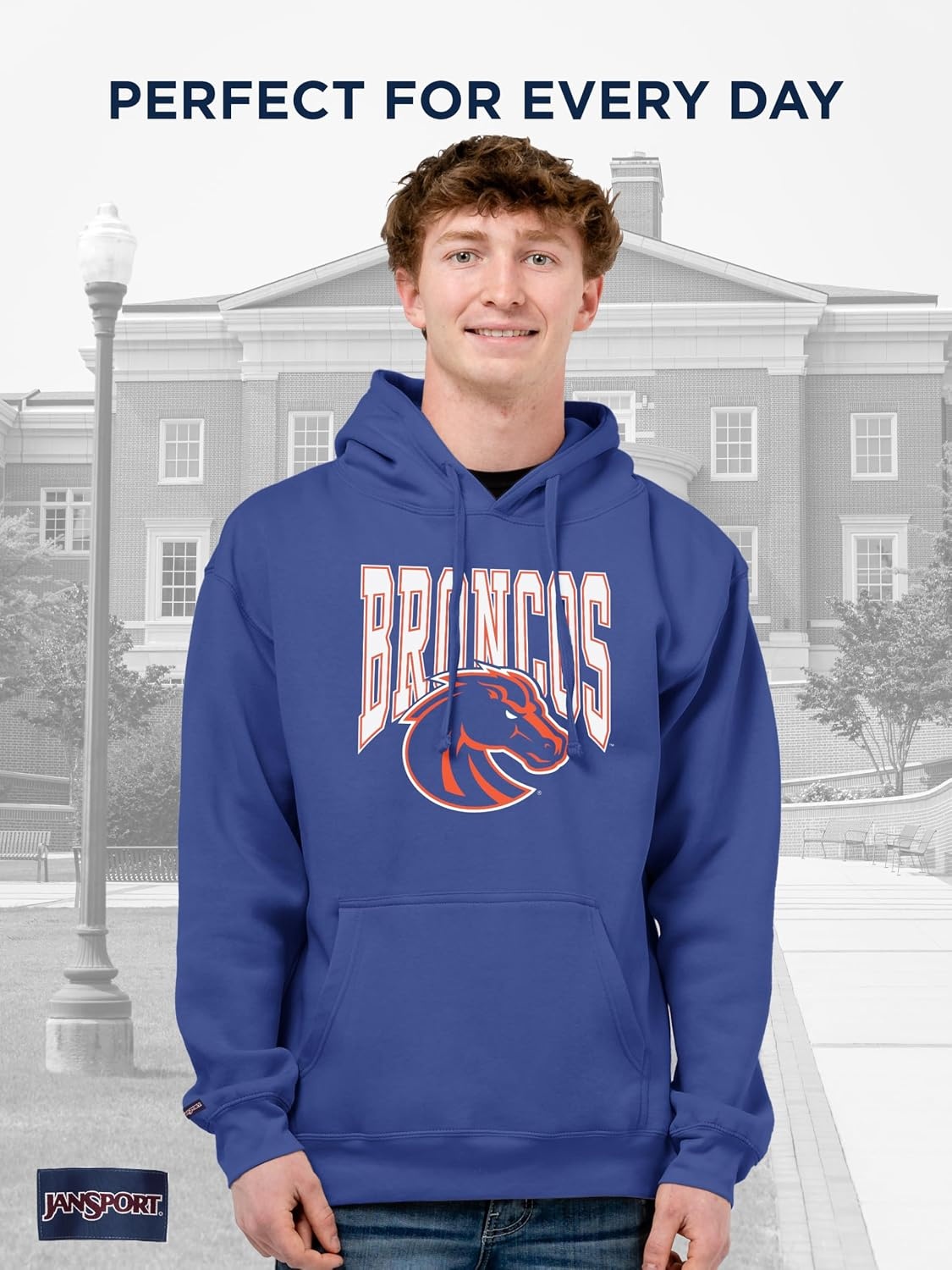 image:imageJanSport NCAA Officially Licensed Rival Hoodie Long Sleeve Unisex Sweatshirt CottonPolyester Blend DoubleLayered HoodBoise State Broncos