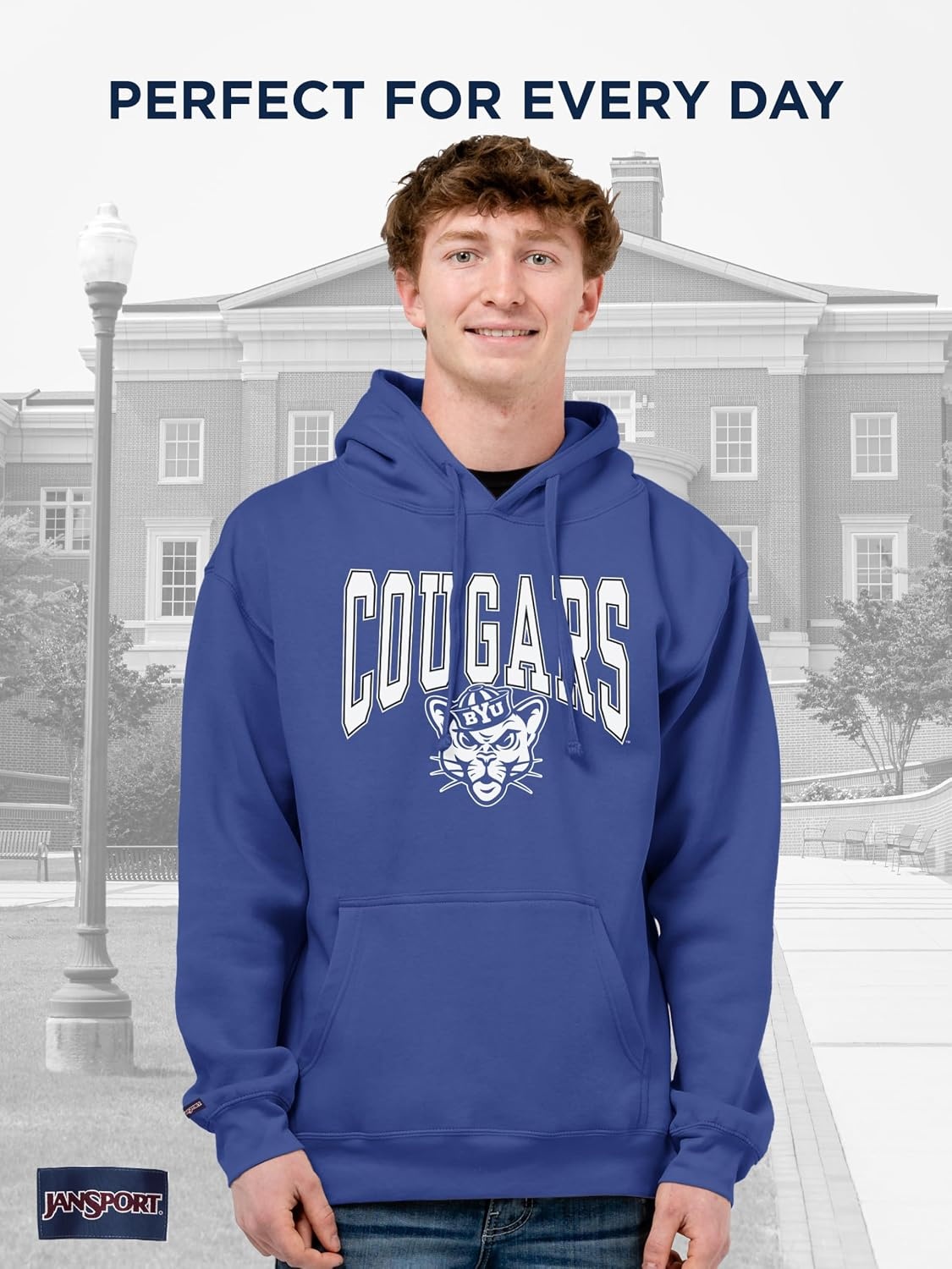 image:imageJanSport NCAA Officially Licensed Rival Hoodie Long Sleeve Unisex Sweatshirt CottonPolyester Blend DoubleLayered HoodByu Cougars