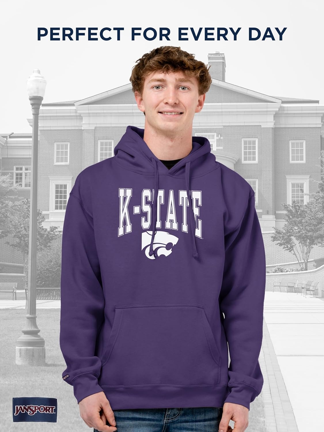 image:imageJanSport NCAA Officially Licensed Rival Hoodie Long Sleeve Unisex Sweatshirt CottonPolyester Blend DoubleLayered HoodKansas State Wildcats