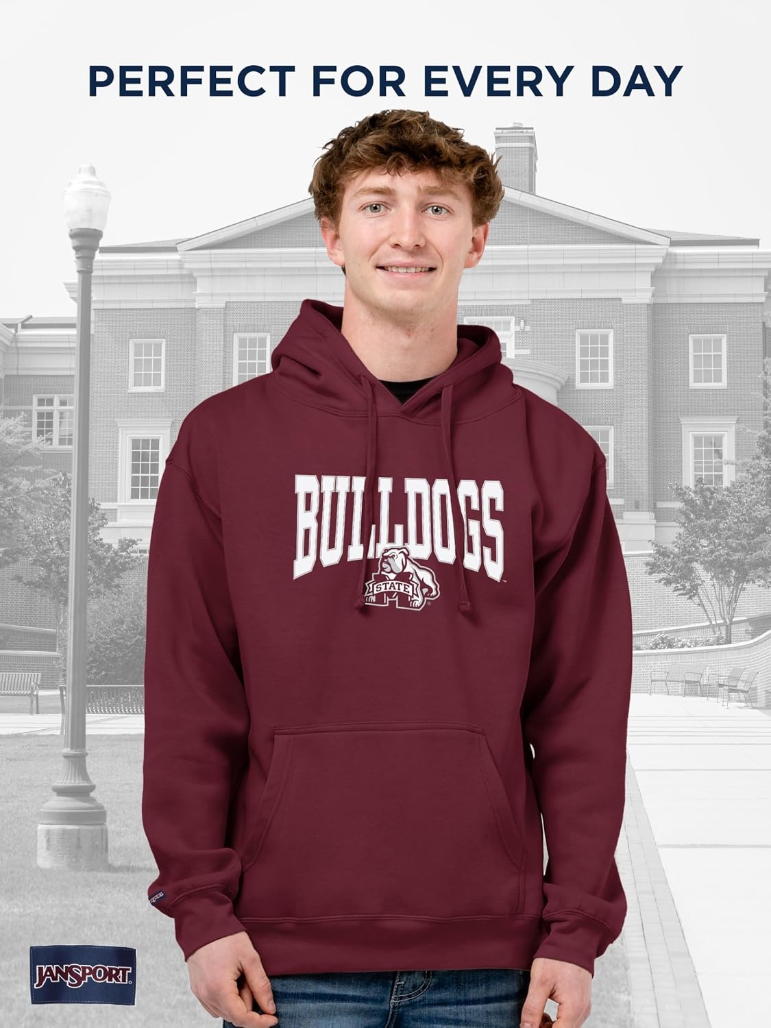 image:imageJanSport NCAA Officially Licensed Rival Hoodie Long Sleeve Unisex Sweatshirt CottonPolyester Blend DoubleLayered HoodMississippi State Bulldogs