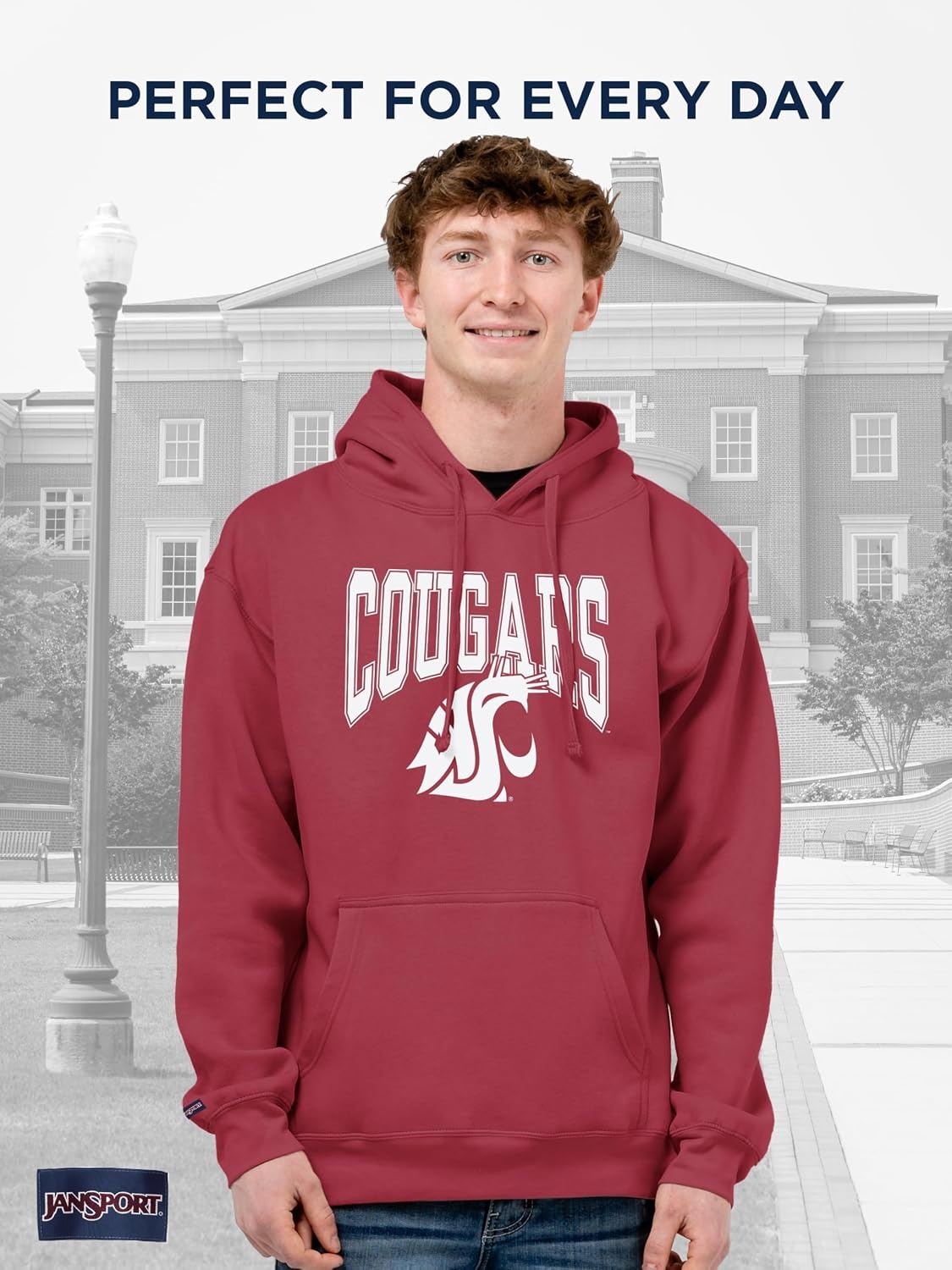 image:imageJanSport NCAA Officially Licensed Rival Hoodie Long Sleeve Unisex Sweatshirt CottonPolyester Blend DoubleLayered HoodWashington State Cougars