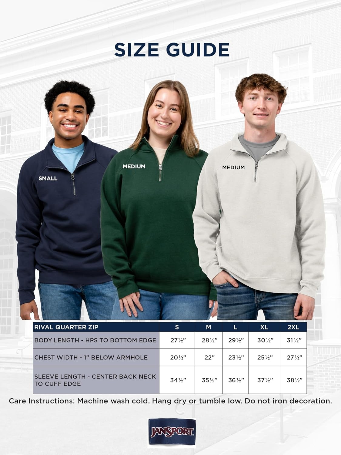 image:imageJanSport NCAA Officially Licensed Rival Quarter Zip Sweatshirt Long Sleeve Unisex CottonPolyester Blend StandUp CollarArizona State Sun Devils