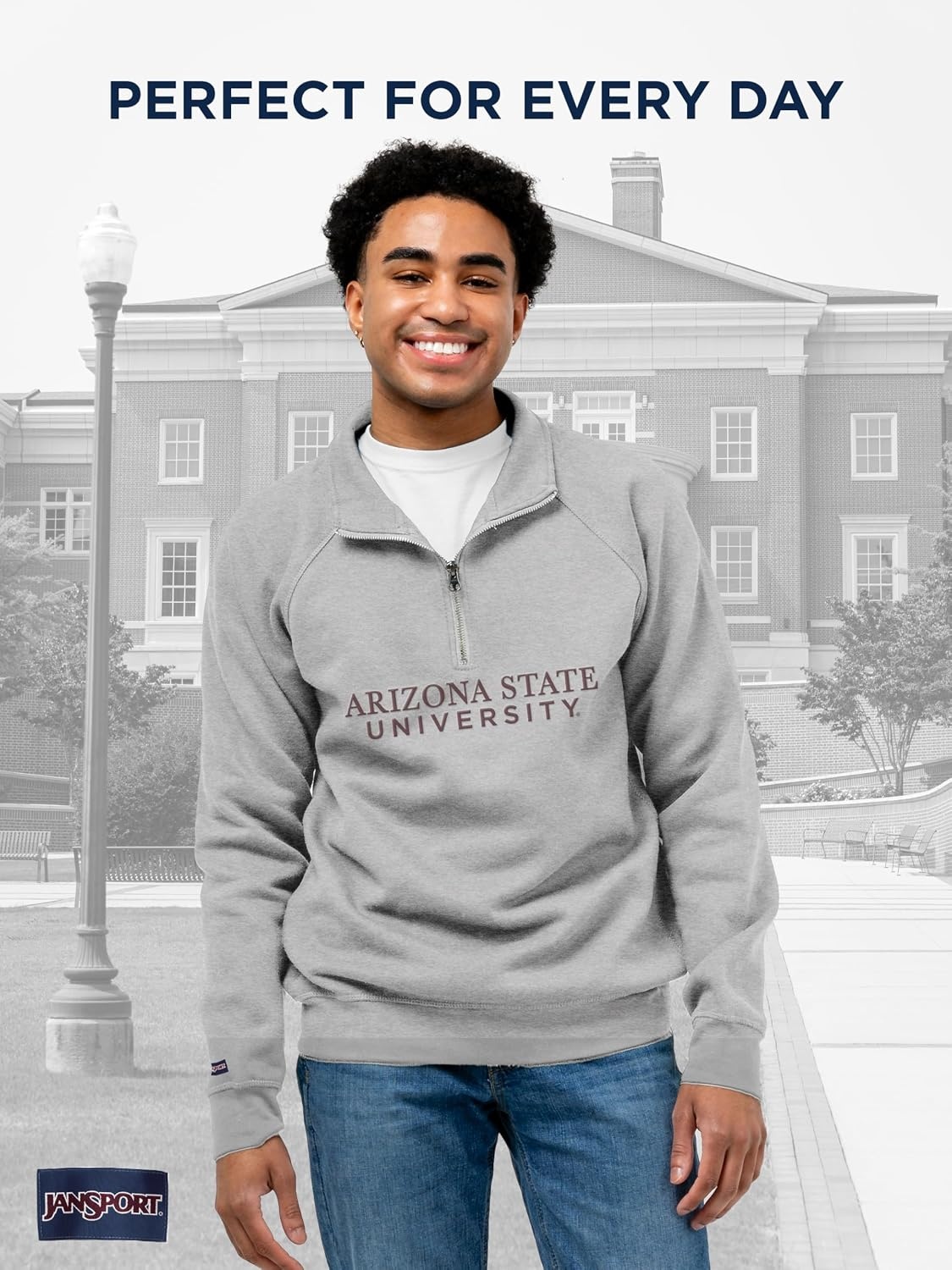 image:imageJanSport NCAA Officially Licensed Rival Quarter Zip Sweatshirt Long Sleeve Unisex CottonPolyester Blend StandUp CollarArizona State Sun Devils