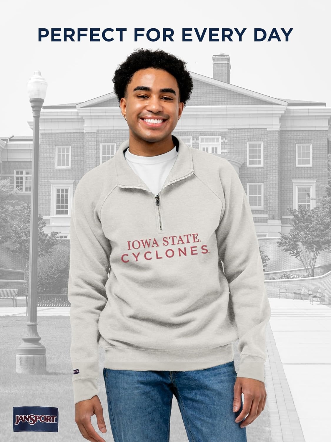 image:imageJanSport NCAA Officially Licensed Rival Quarter Zip Sweatshirt Long Sleeve Unisex CottonPolyester Blend StandUp CollarIowa State Cyclones