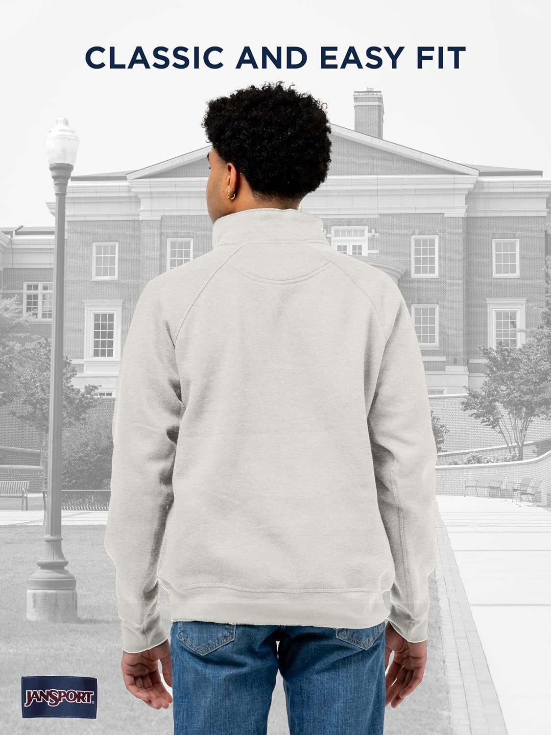 image:imageJanSport NCAA Officially Licensed Rival Quarter Zip Sweatshirt Long Sleeve Unisex CottonPolyester Blend StandUp CollarJames Madison Dukes