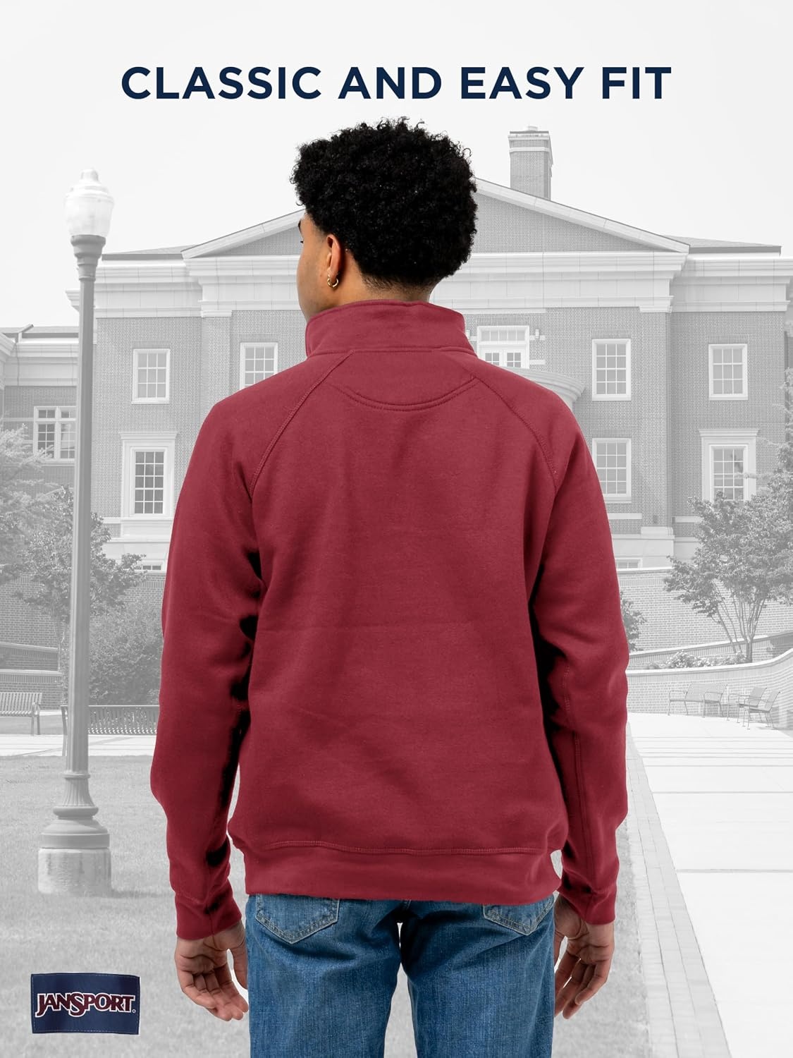 image:imageJanSport Unisex Adult NCAA Officially Licensed Rival Long Sleeve StandUp Collar Quarter Zip SweatshirtArkansas Razorbacks