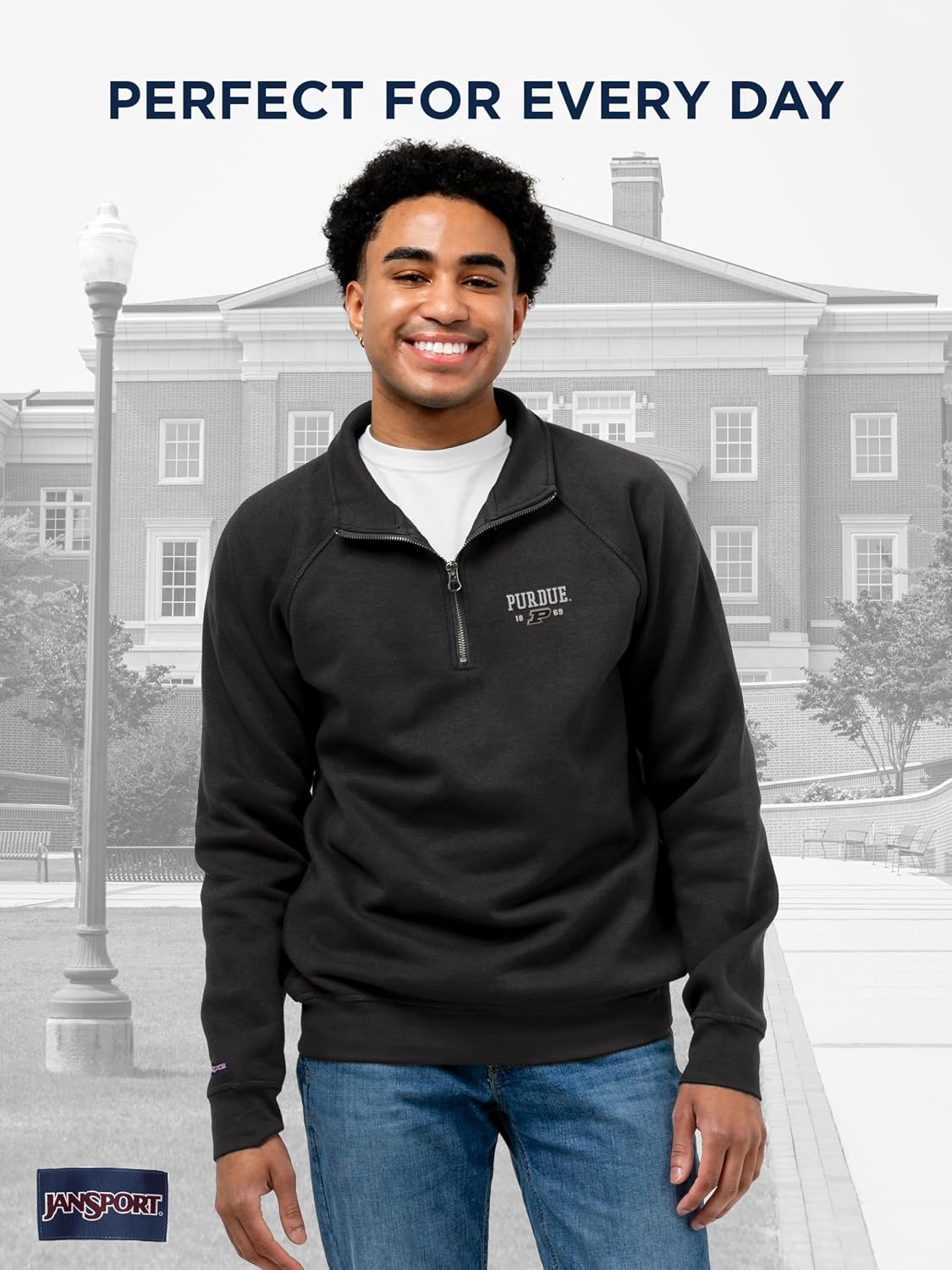 image:imageJanSport Unisex Adult NCAA Officially Licensed Rival Long Sleeve StandUp Collar Quarter Zip SweatshirtPurdue Boilermakers