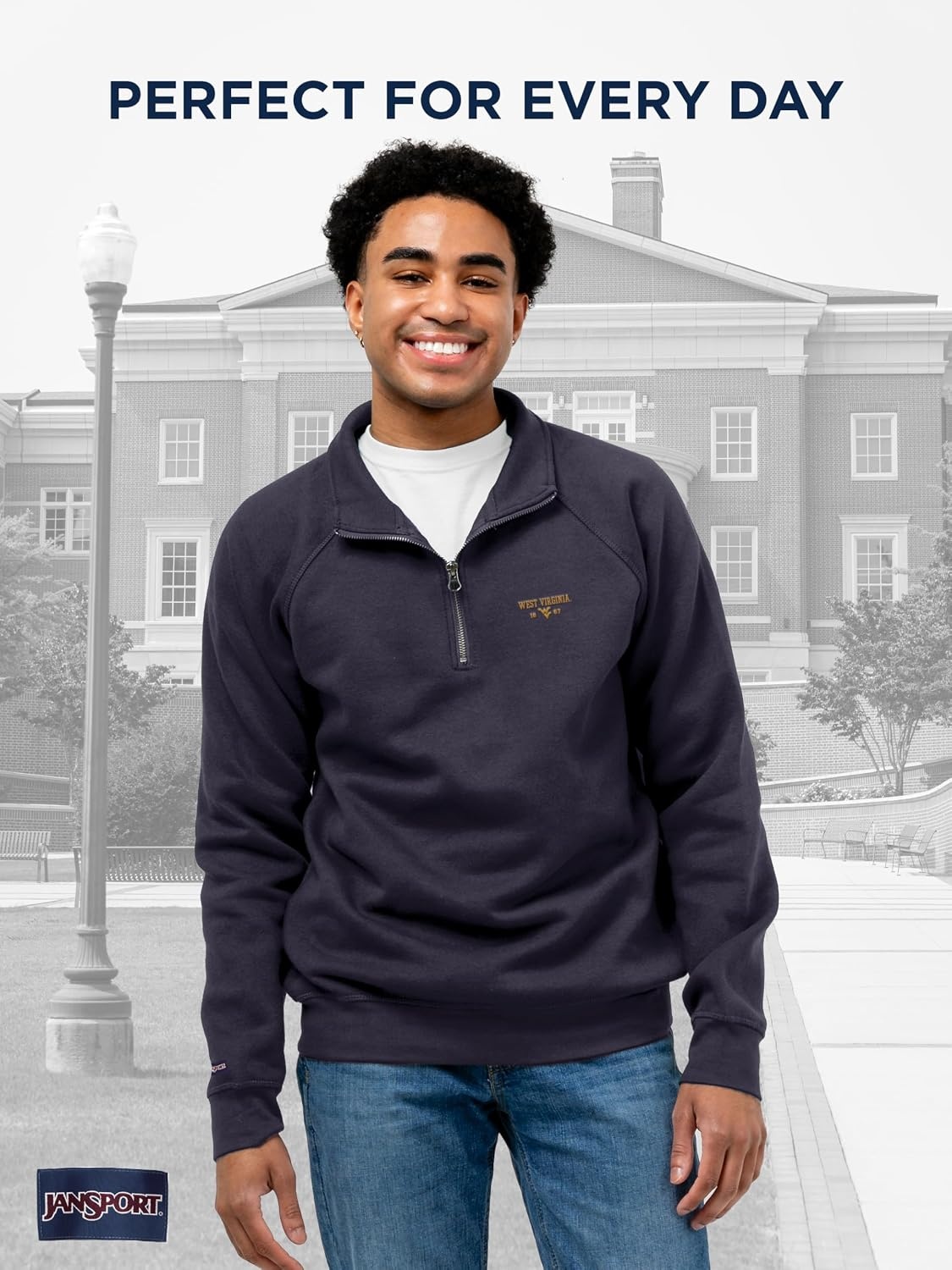 image:imageJanSport Unisex Adult NCAA Officially Licensed Rival Long Sleeve StandUp Collar Quarter Zip SweatshirtWest Virginia Mountaineers