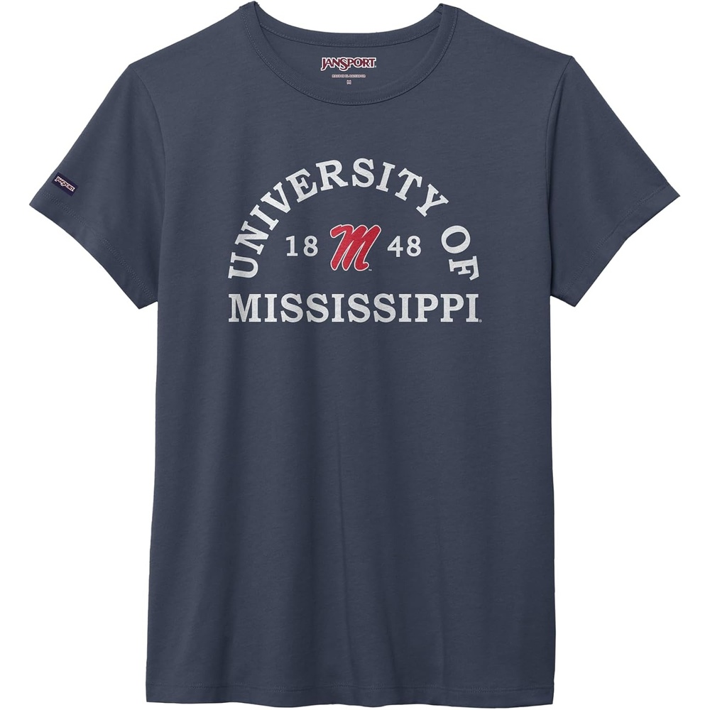 image:imageJanSport NCAA Officially Licensed Graduate Short Sleeve T Shirt for Women Soft amp Breathable CottonPolyester Blend Crewneck T Shirt with Graphic Detailing Everyday University Fan ApparelMississippi Old Miss Rebels