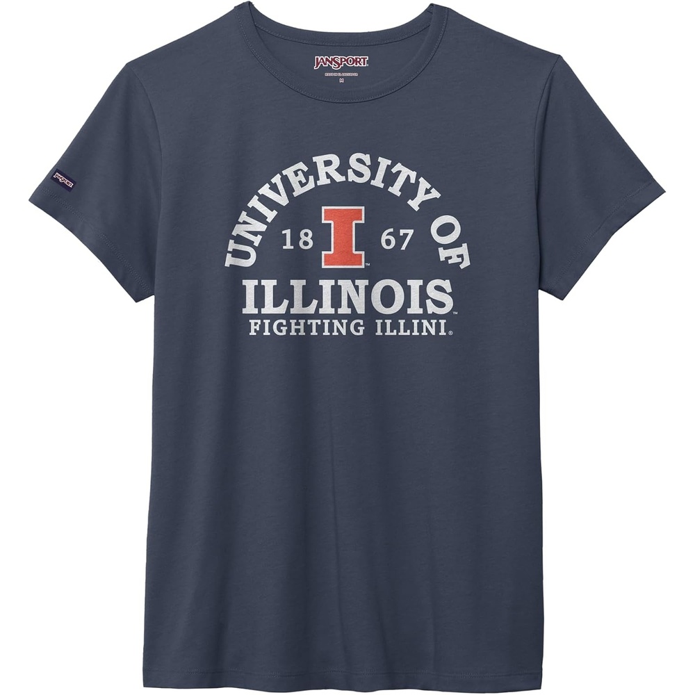 image:imageJanSport NCAA Officially Licensed Graduate Short Sleeve T Shirt for Women Soft amp Breathable CottonPolyester Blend Crewneck T Shirt with Graphic Detailing Everyday University Fan ApparelIllinois Illini