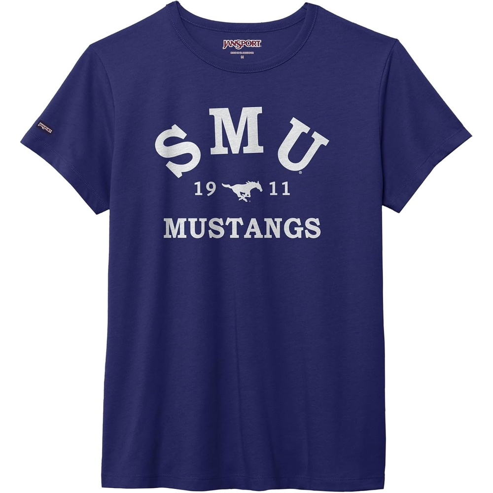 image:imageJanSport NCAA Officially Licensed Graduate Short Sleeve T Shirt for Women Soft amp Breathable CottonPolyester Blend Crewneck T Shirt with Graphic Detailing Everyday University Fan ApparelSMU Mustangs