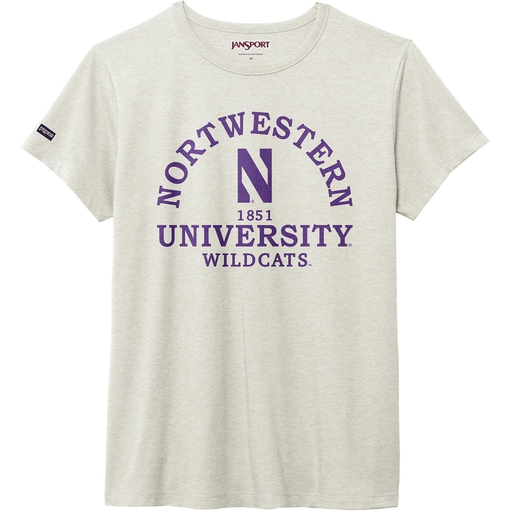 image:imageJanSport NCAA Officially Licensed Graduate Short Sleeve T Shirt for Women Soft amp Breathable CottonPolyester Blend Crewneck T Shirt with Graphic Detailing Everyday University Fan ApparelNorthwestern Wildcats