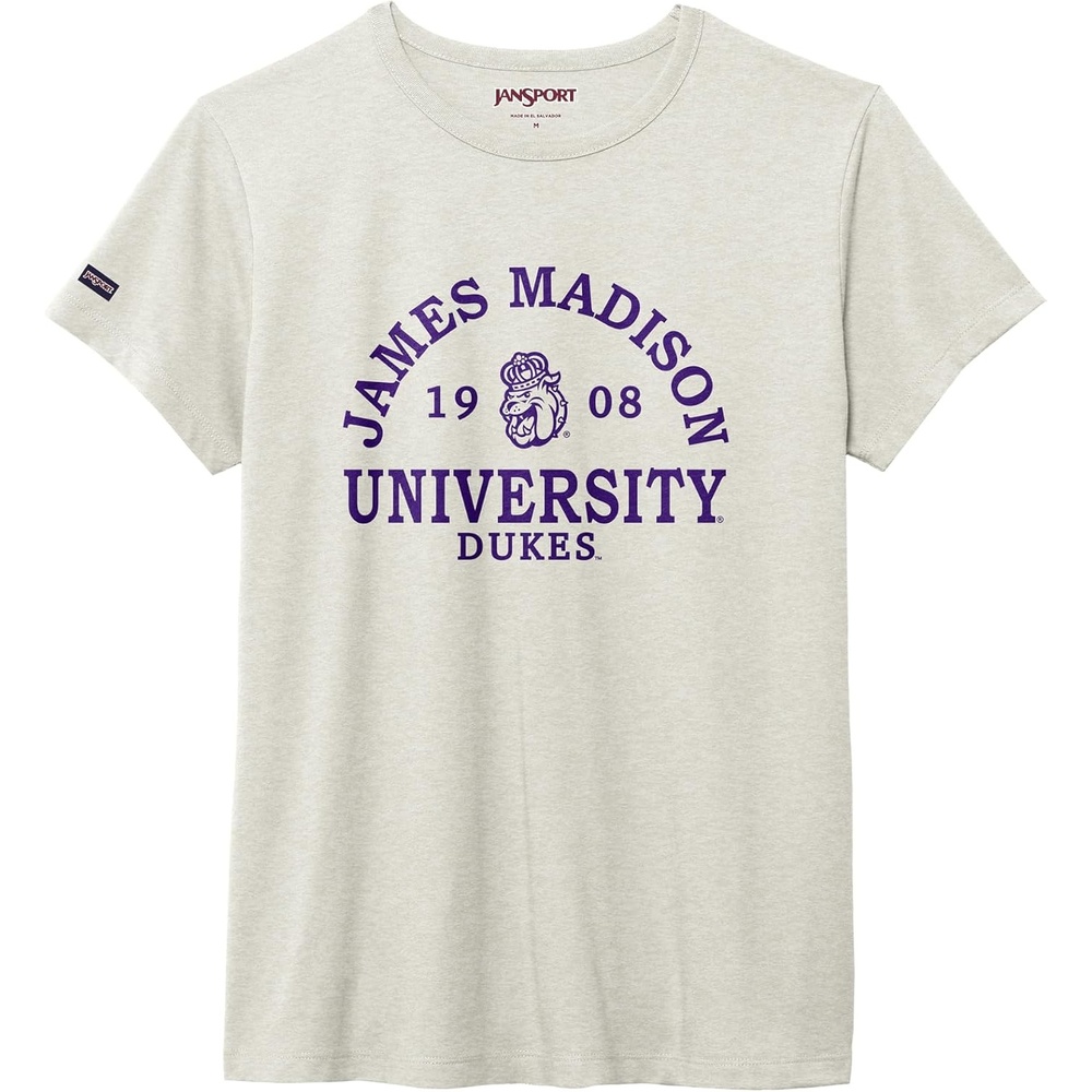 image:imageJanSport NCAA Officially Licensed Graduate Short Sleeve T Shirt for Women Soft amp Breathable CottonPolyester Blend Crewneck T Shirt with Graphic Detailing Everyday University Fan ApparelJames Madison Dukes