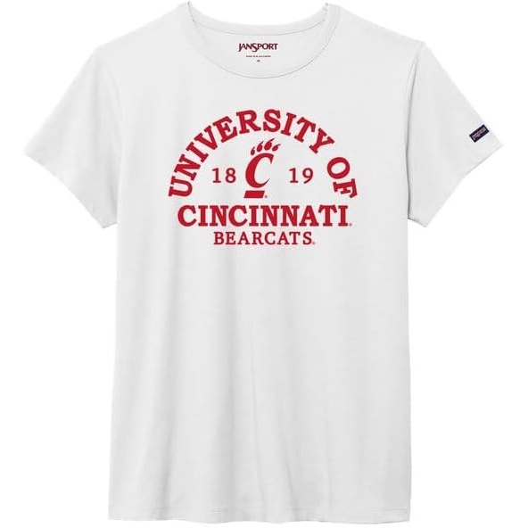 image:imageJanSport NCAA Officially Licensed Graduate Short Sleeve T Shirt for Women Soft amp Breathable CottonPolyester Blend Crewneck T Shirt with Graphic Detailing Everyday University Fan ApparelCincinnati Bearcats