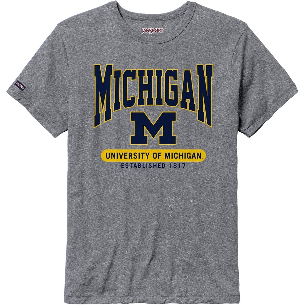 image:imageJanSport NCAA Officially Licensed Pregame Short Sleeve T Shirt for Men Soft amp Breathable Triblend Crewneck T ShirtMichigan Wolverines