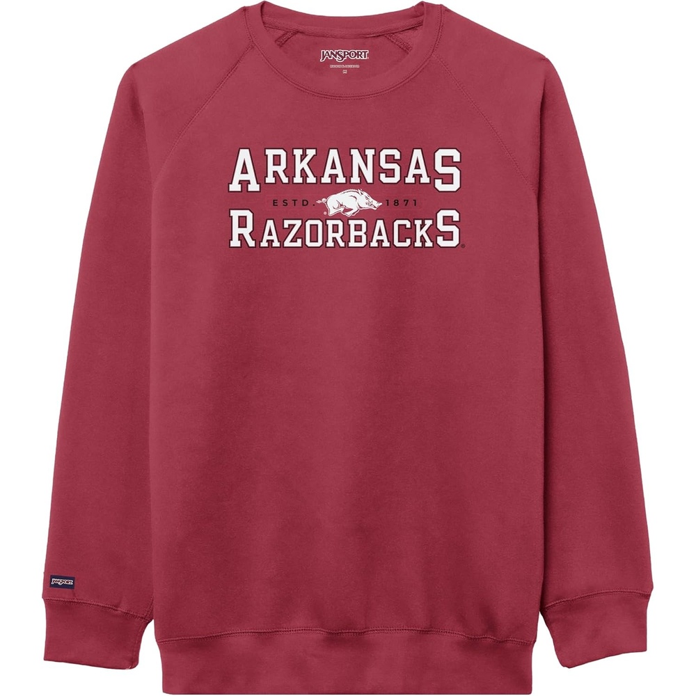 image:imageJanSport NCAA Officially Licensed Rival Crew Sweatshirt Long Sleeve Graphic Pullover for Men Women CottonPolyester BlendArkansas Razorbacks