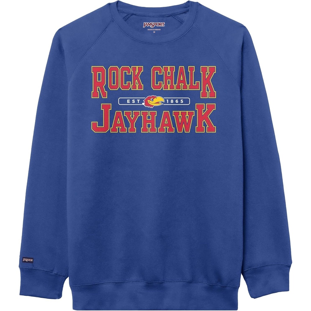 image:imageJanSport NCAA Officially Licensed Rival Crew Sweatshirt Long Sleeve Graphic Pullover for Men Women CottonPolyester BlendKansas Jayhawks