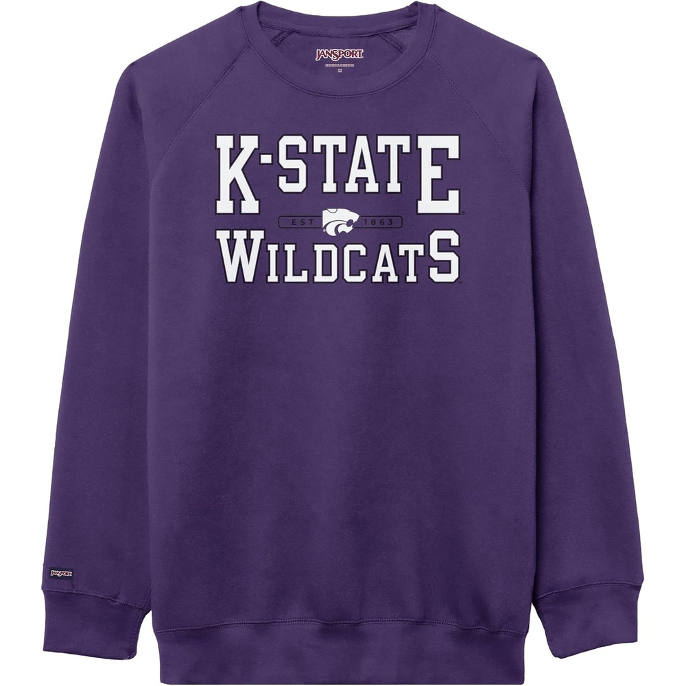 image:imageJanSport NCAA Officially Licensed Rival Crew Sweatshirt Long Sleeve Graphic Pullover for Men Women CottonPolyester BlendKansas State Wildcats