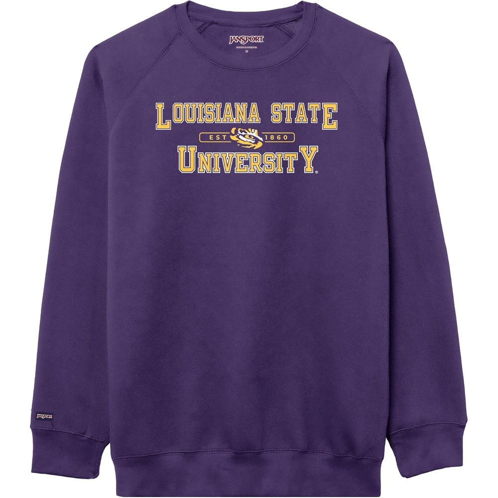 image:imageJanSport NCAA Officially Licensed Rival Crew Sweatshirt Long Sleeve Graphic Pullover for Men Women CottonPolyester BlendLSU Tigers